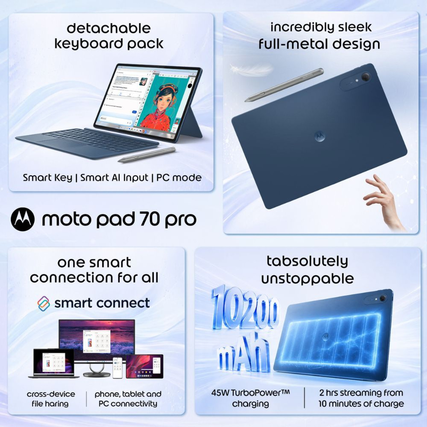 Image of MOTOROLA Pad 70 Pro In box Moto active sylus + Magnetic Keyboard Case 8 GB RAM 256 GB ROM 13 inch with Wi-Fi Only Gaming Tablet (PANTONE Titan)