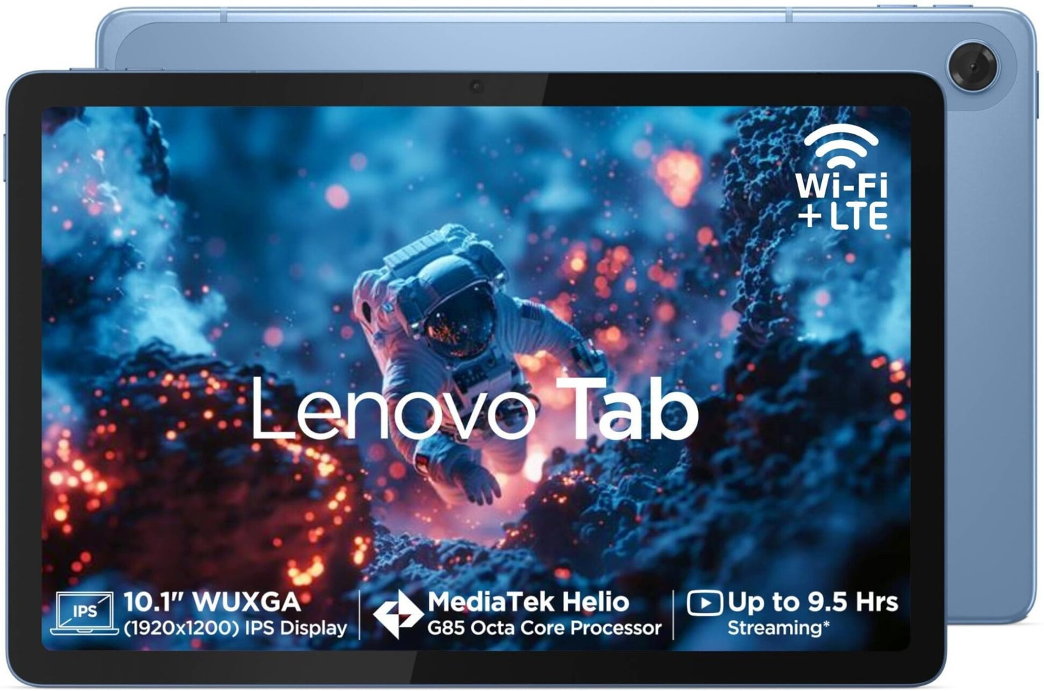 Image of Lenovo Tab 4 GB RAM 64 GB ROM 10.1 inch with Wi-Fi+4G MediaTek Helio G85 (8C, 2x A75 @2.0GHz + 6x A55 @1.8GHz) Tablet (Polar Blue)
