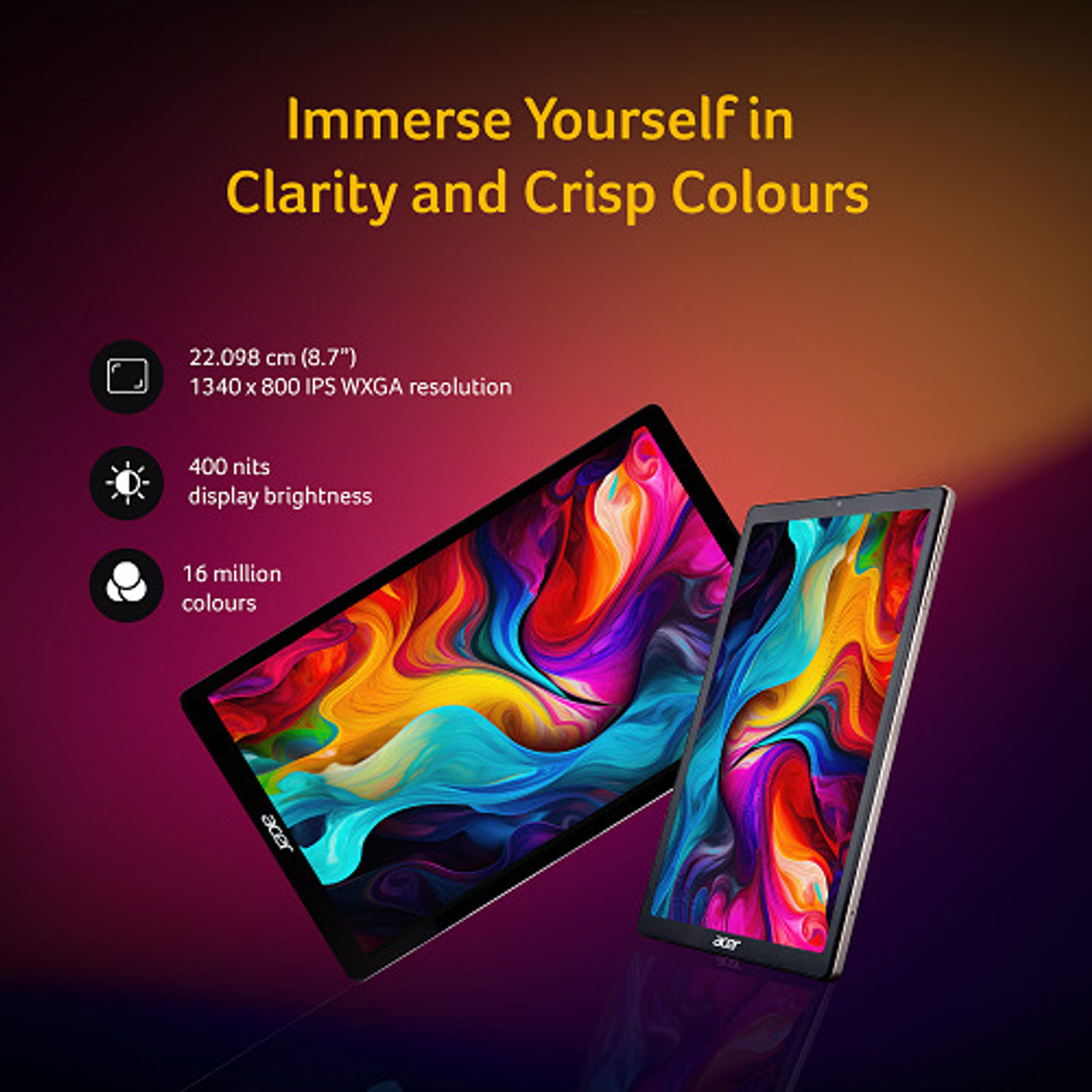 Image of Acer Iconia Tab 4 GB RAM 64 GB ROM 8.7 inch with Wi-Fi+4G MediaTek Helio P22T (8768T) Tablet (Gold)