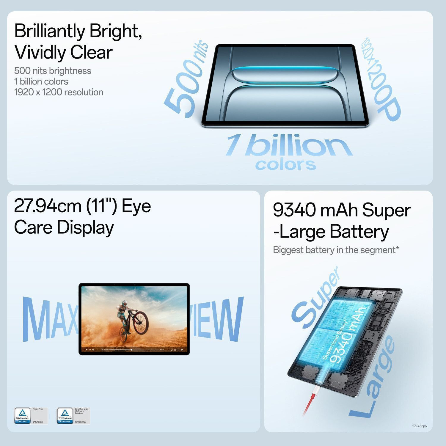 Image of OnePlus Pad Lite 6 GB RAM 128 GB ROM 11.0 inch with Wi-Fi Only MediaTek Helio G100 Tablet (Aero Blue)