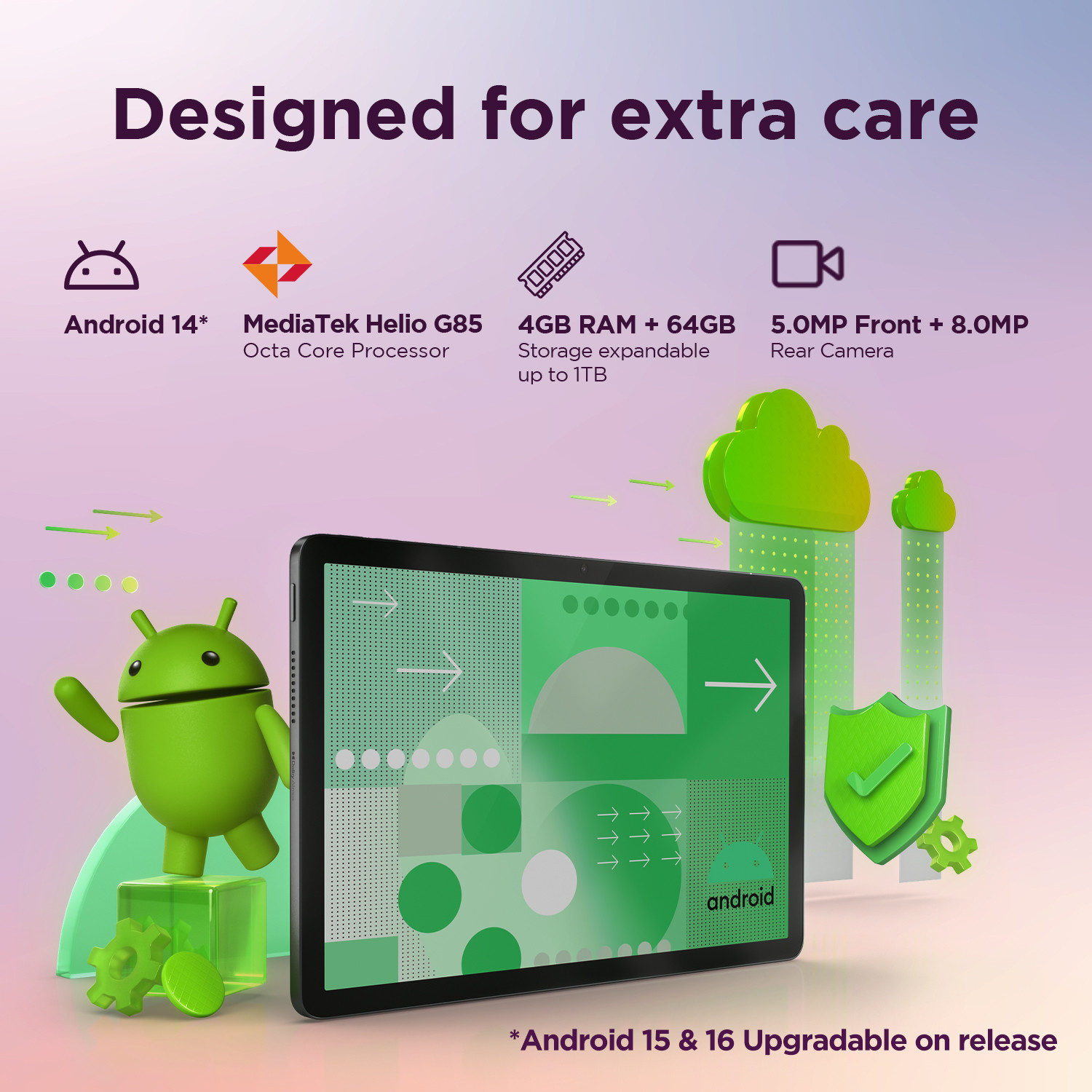 Image of Lenovo Tab 4 GB RAM 64 GB ROM 10.1 inch with Wi-Fi+4G MediaTek Helio G85 (8C, 2x A75 @2.0GHz + 6x A55 @1.8GHz) Tablet (Polar Blue)