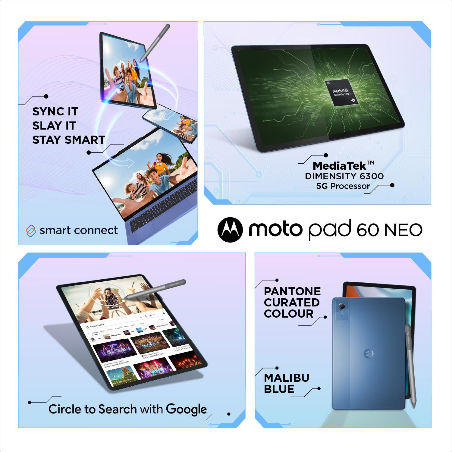 Image of MOTOROLA pad 60 neo 8 GB RAM 128 GB ROM 11 inch with Wi-Fi Only MediaTek Dimensity 6300 Tablet (Malibu Blue)