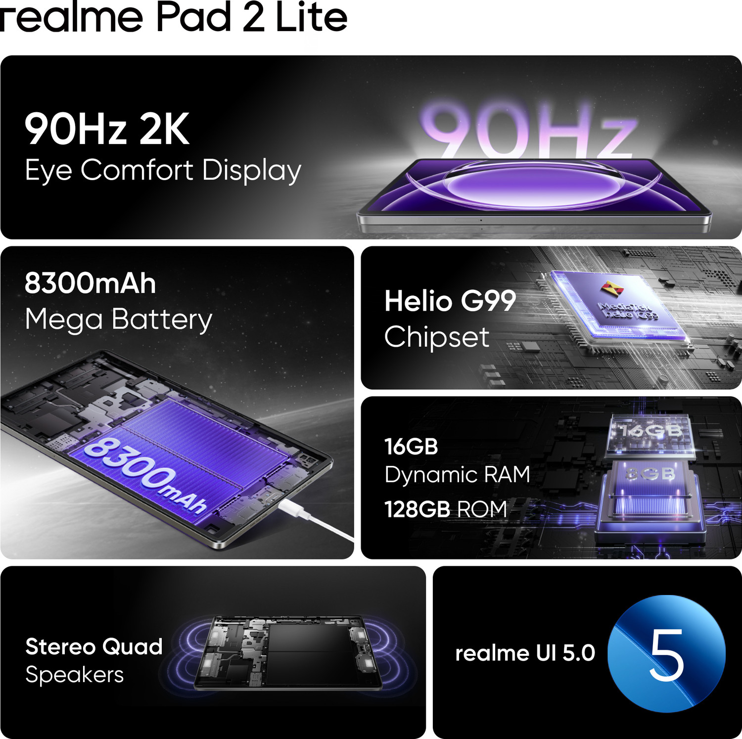 Image of realme Pad 2 Lite 8 GB RAM 128 GB ROM 10.95 inch with 4G Mediatek Helio G99 Chipset Tablet (Space Grey)