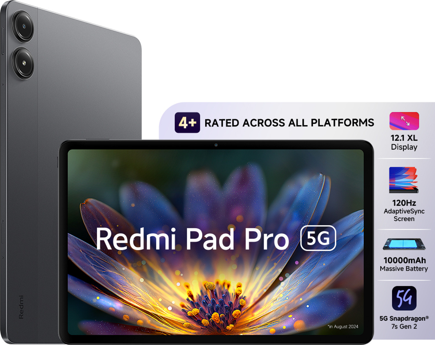 Image of REDMI Pad Pro 5G 8 GB RAM 128 GB ROM 12.1 inch with Wi-Fi+5G Qualcomm Snapdragon 7s Gen 2 Tablet (Graphite Grey)