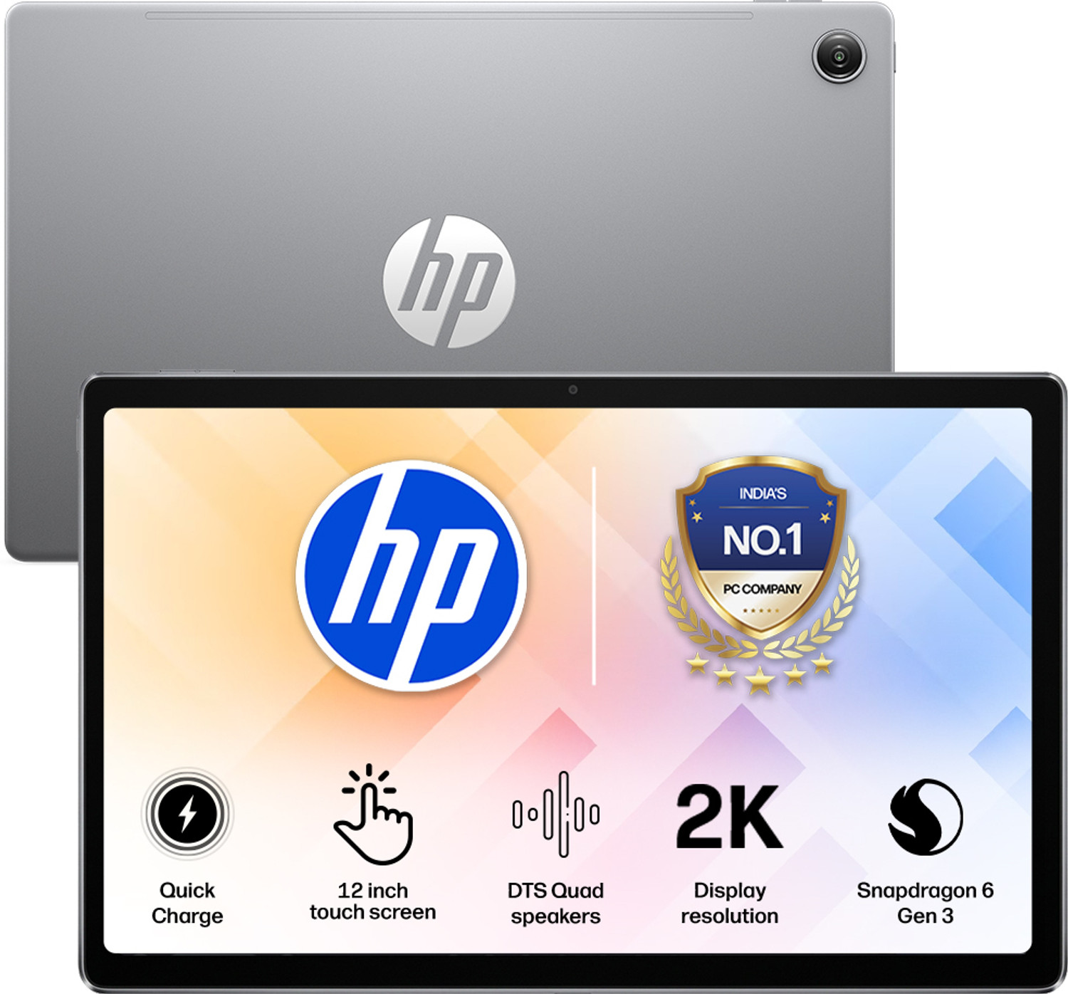 Image of HP Omnipad 12 | In Box detachable Keyboard 8 GB RAM 128 GB ROM 12 inch with Wi-Fi Only Qualcomm Snapdragon SM6475Q Hexa Core Tablet (Meteor Silver)