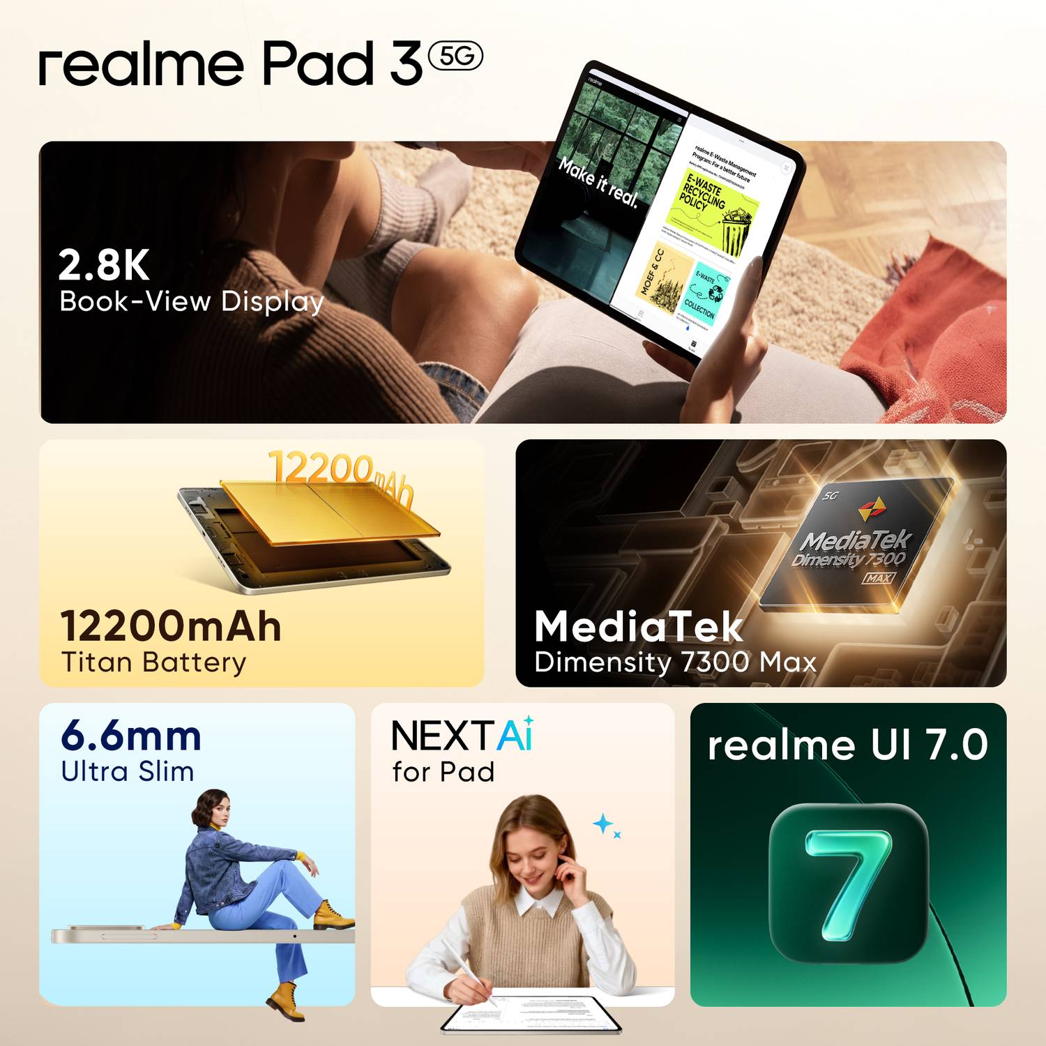 realme Pad 3 11.6 inch 8GB RAM 256GB ROM Wi-Fi+5G - Image 5