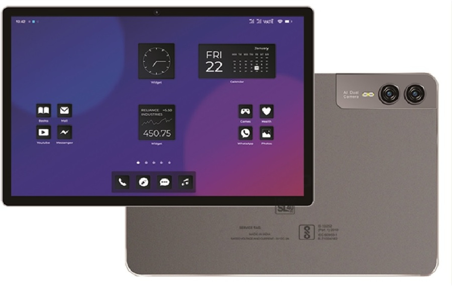 Image of DOMO SL40 2C 4 GB RAM 32 GB ROM 10.1 inch with 4G MTK 6750 A53 64 bit Octa Core Processor running @ 2.5GHz (1.5GHz QuadCore + 1GHz QuadCore) Tablet (Grey)