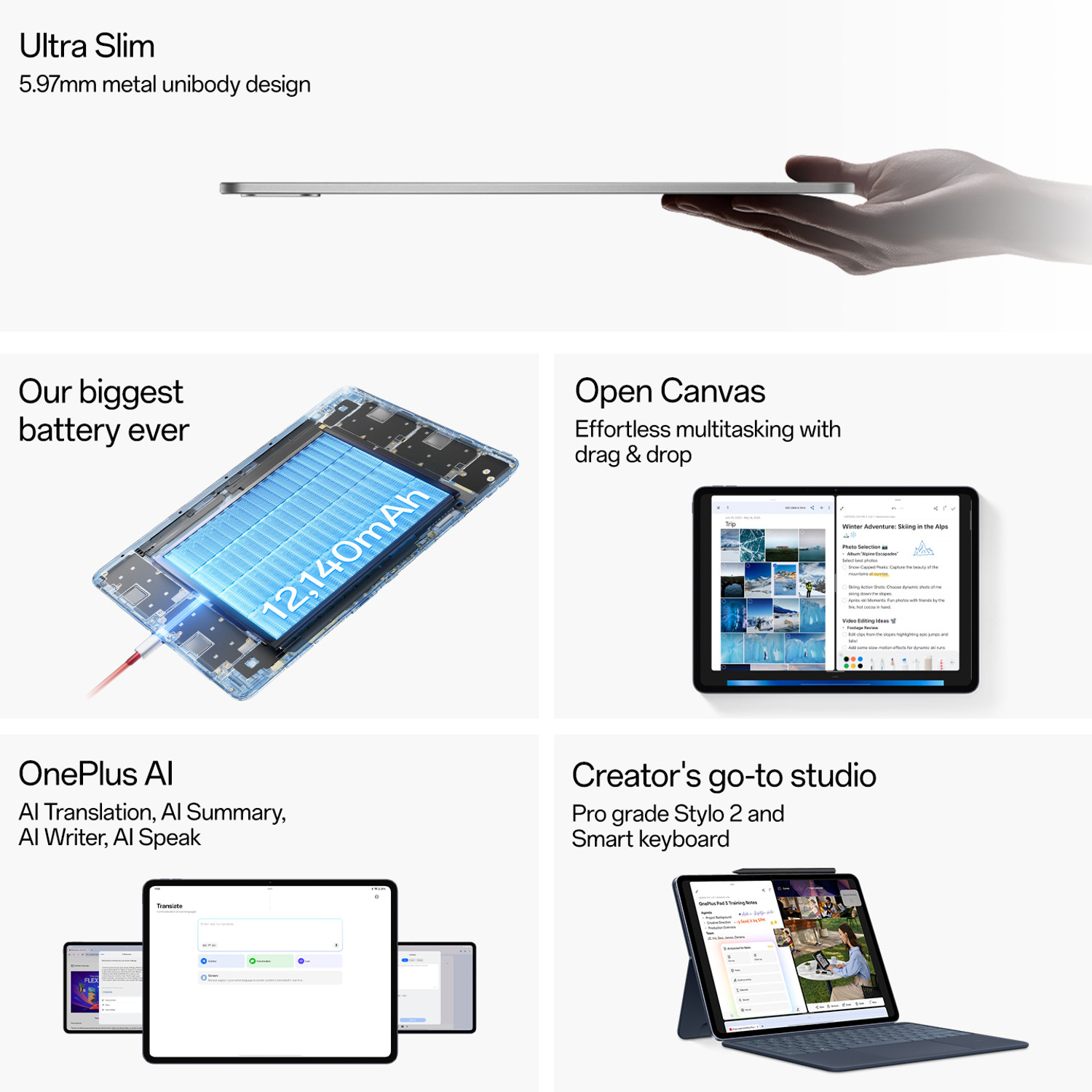 Image of OnePlus Pad 3 16 GB RAM 512 GB ROM 13.2 inch with Wi-Fi Only Qualcomm Snapdragon 8 Elite Mobile Platform Tablet (Frosted Silver)