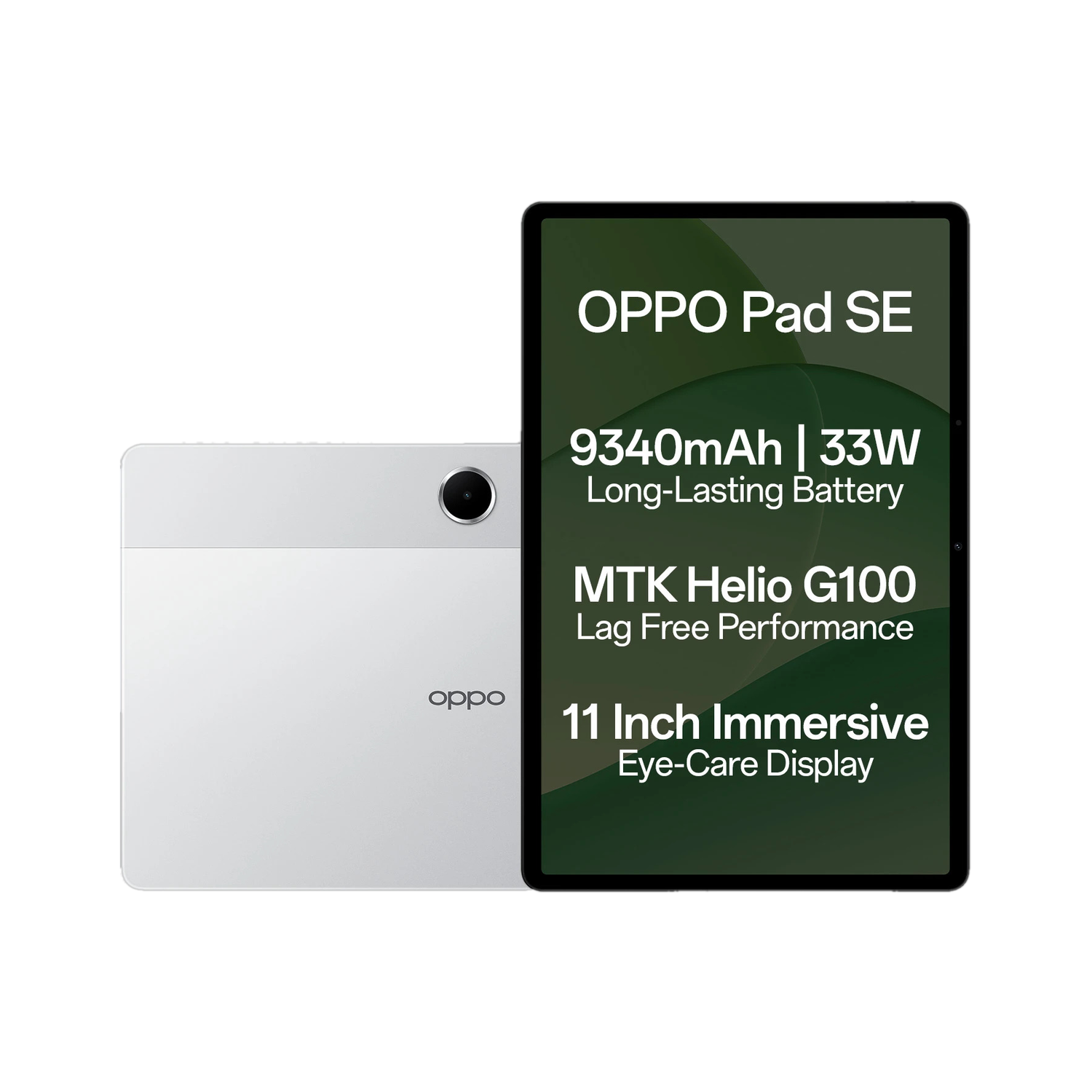 OPPO Pad SE with SUPERVOOC Charger 4 GB RAM 128 GB ROM 10.95 inch with Wi-Fi Only Gaming MediaTek Helio G100 Tablet (Starlight Silver)