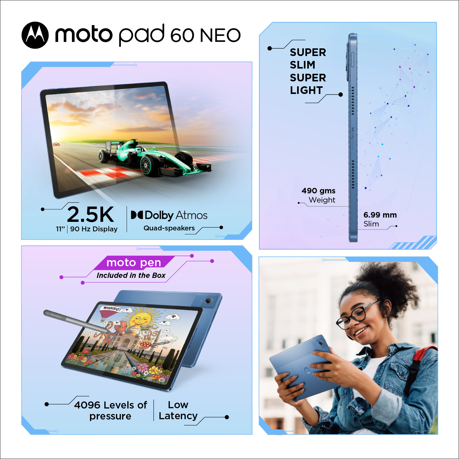 Image of MOTOROLA pad 60 neo 8 GB RAM 128 GB ROM 11 inch with Wi-Fi Only MediaTek Dimensity 6300 Tablet (Malibu Blue)