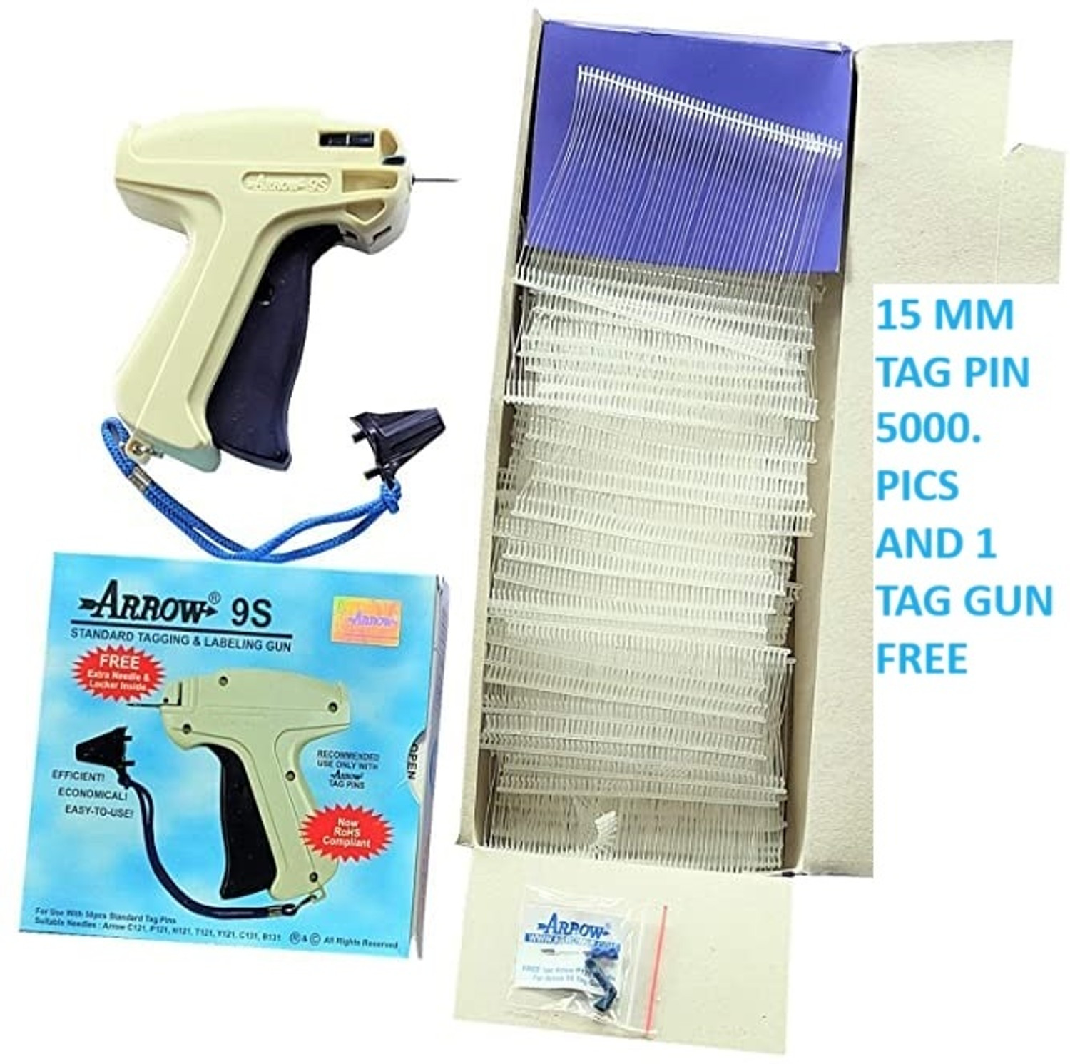 Image of kushwaha enterprises ARROW TAG GUN 9S WITH FREE NEEDLE AND FREE 15 mm TAG PIN 5000nos Best T Taging Gun