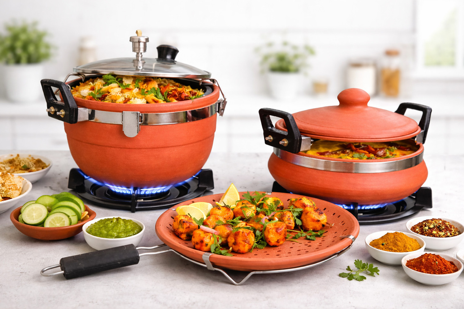 Image of Aaravi lifestyle cooker set with small dal handi and hole tawa Cookware Set