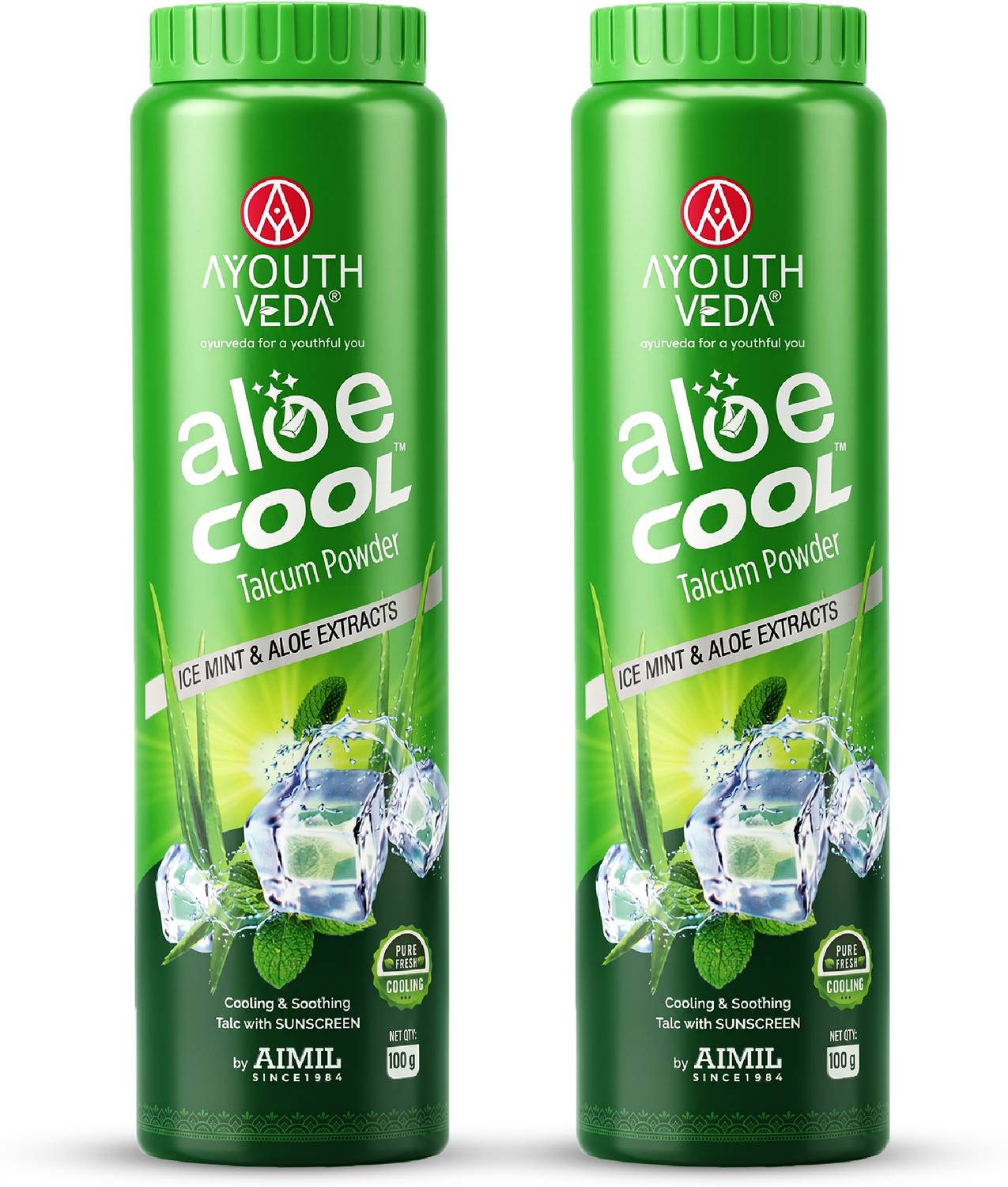 AYOUTHVEDA Aloe Cool Talcum Powder with Ice Mint & Aloe Extracts Buy 1 Get 1 Free