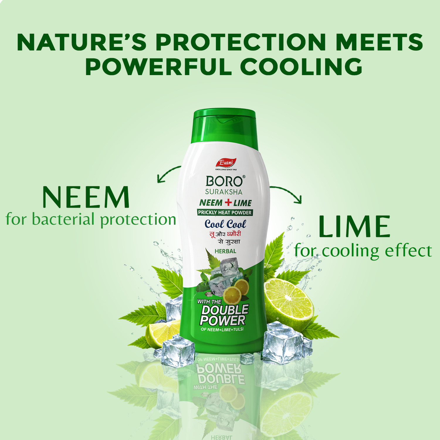 Image of Evani Boro Suraksha Neem+Lime Cool Talcum Powder for Men & Women
