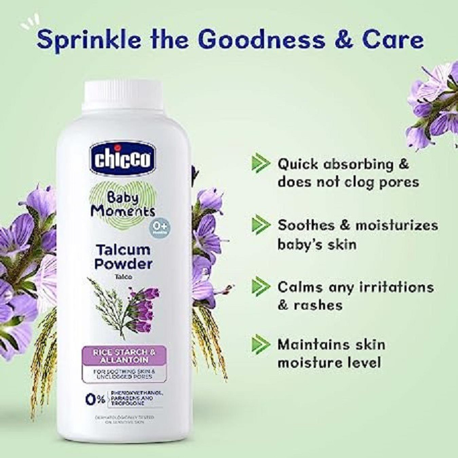 Image of Chicco Baby Moments Talcum Powder with Natural Ingredients(Pack of 300 gm) (300 g)