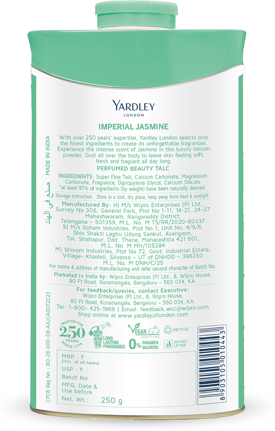 Image of Yardley London Imperial Jasmine Perfumed Talcum Powder for Women