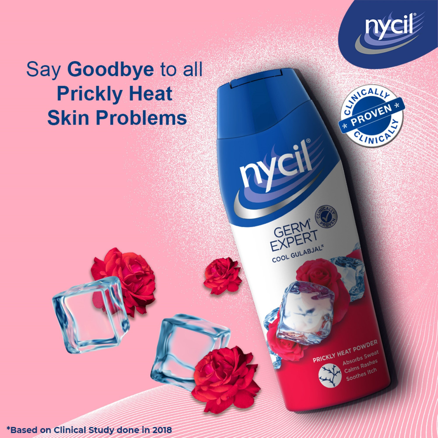 Image of NYCIL Germ Expert Prickly Heat Powder Cool Gulabjal (Get Cool Gulabjal 60 g Extra)