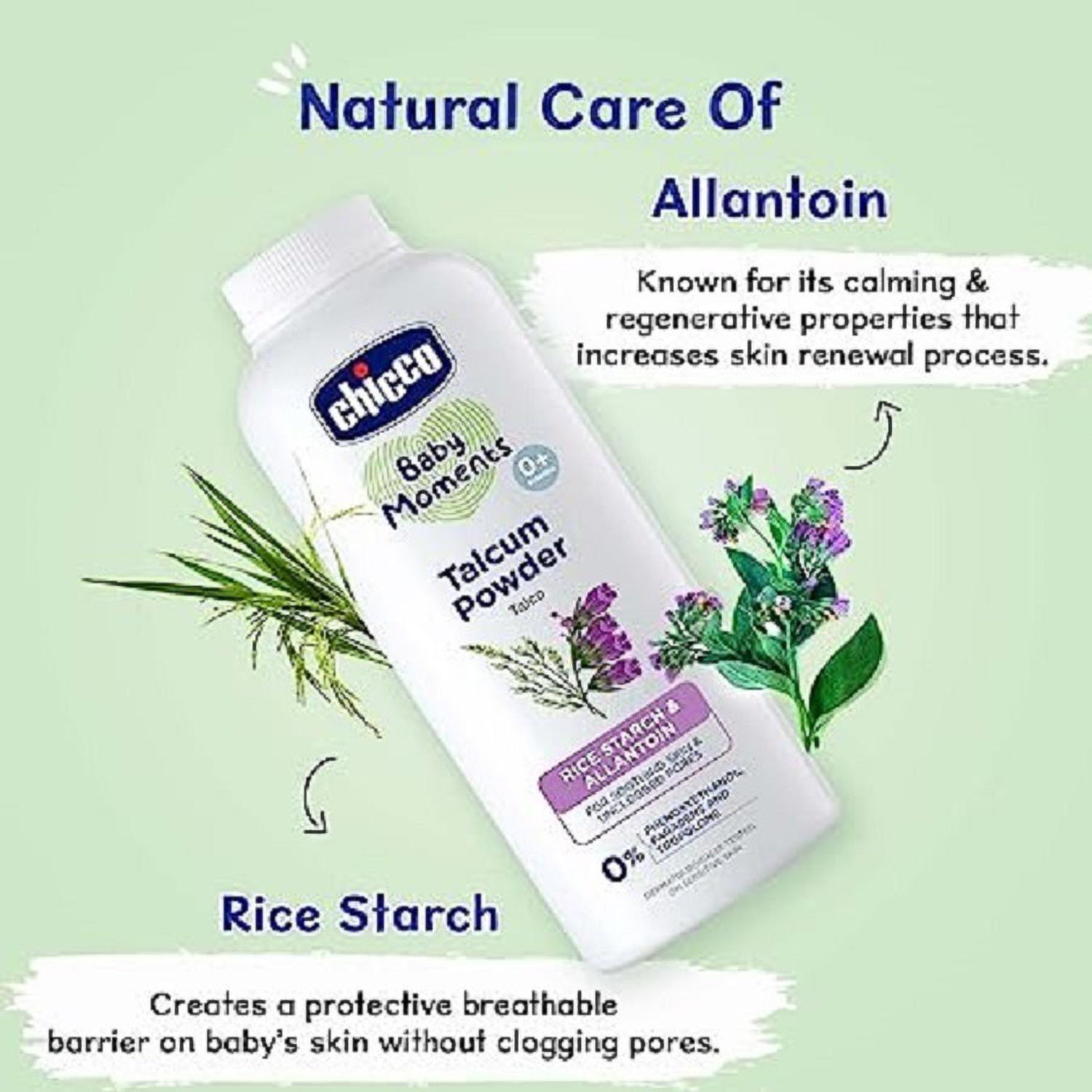 Image of Chicco Baby Moments Talcum Powder with Natural Ingredients(Pack of 300 gm) (300 g)