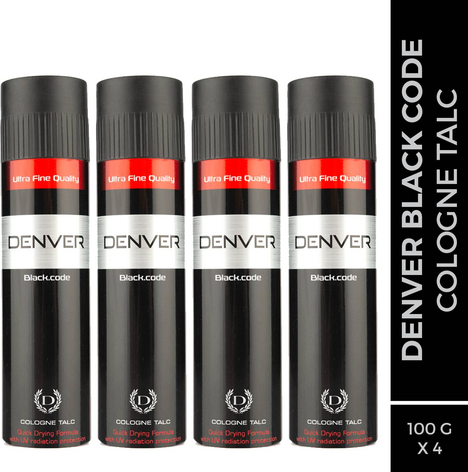 DENVER Black.code Cologne Body Talc (100g x 4) (4 x 100 g)