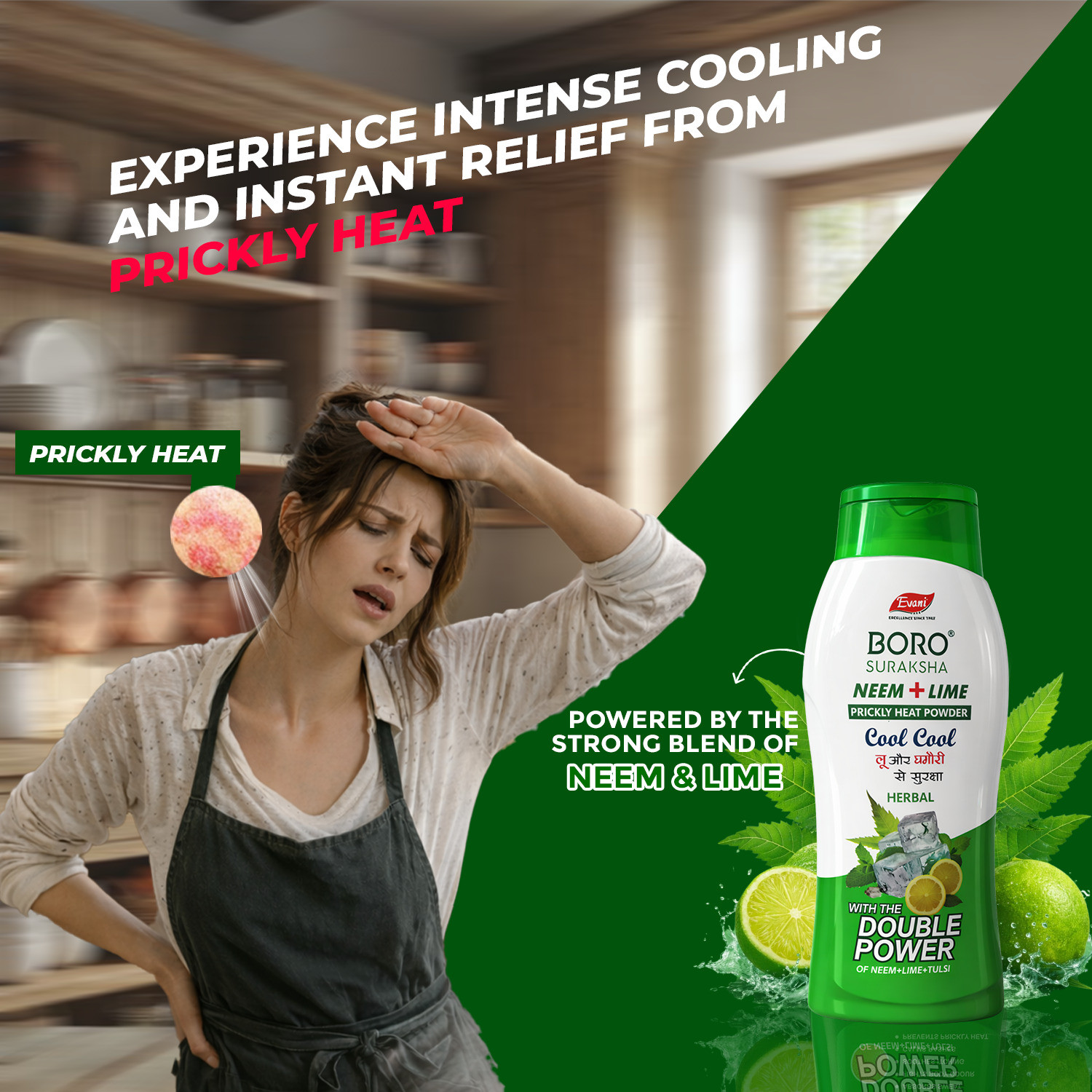 Image of Evani Boro Suraksha Neem+Lime Cool Talcum Powder for Men & Women