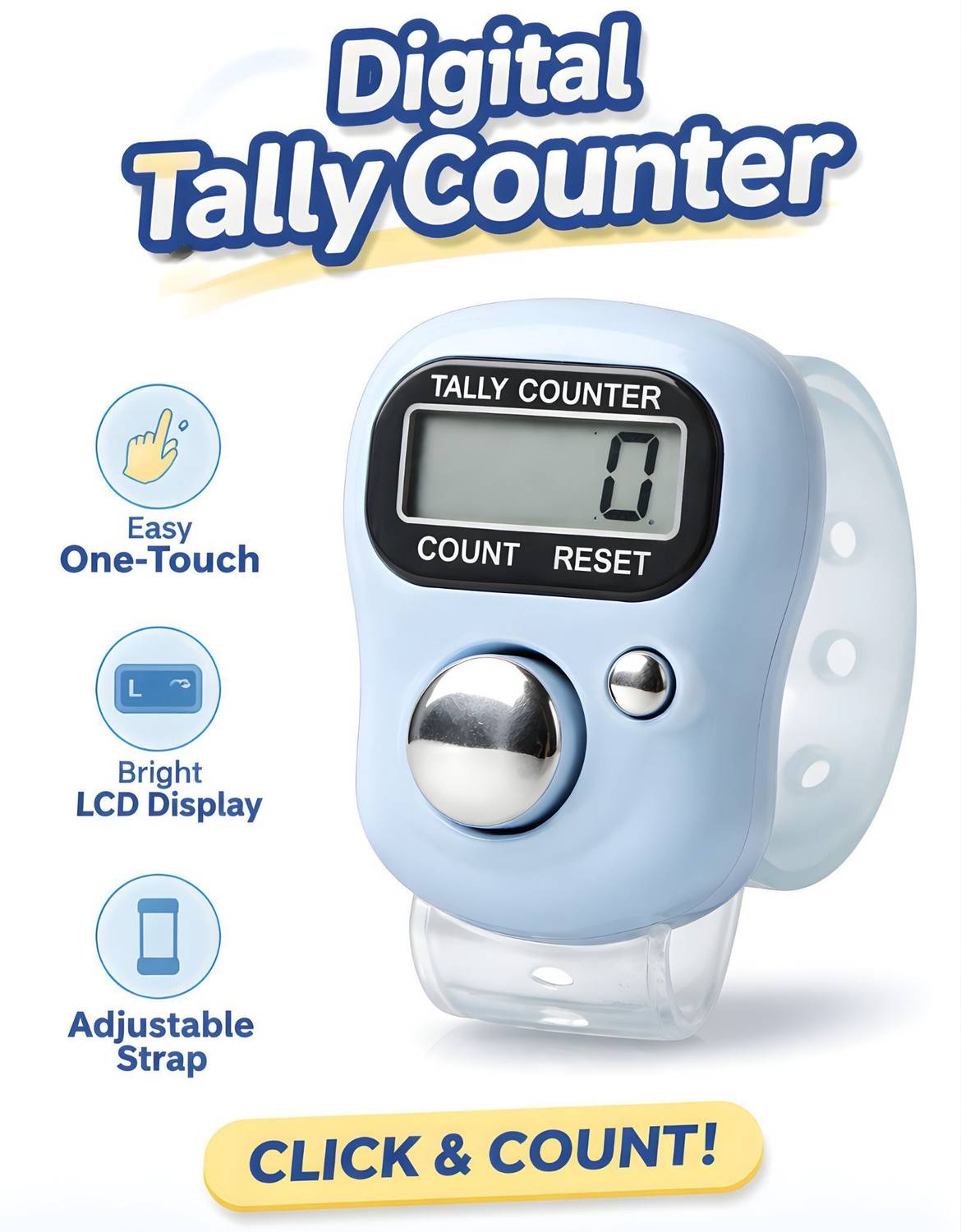 ADSTARK Digital Tally Counter Ring Tasbih Islamic Mantra Jap Name Jaap Finger Counter Digital Tally Counter