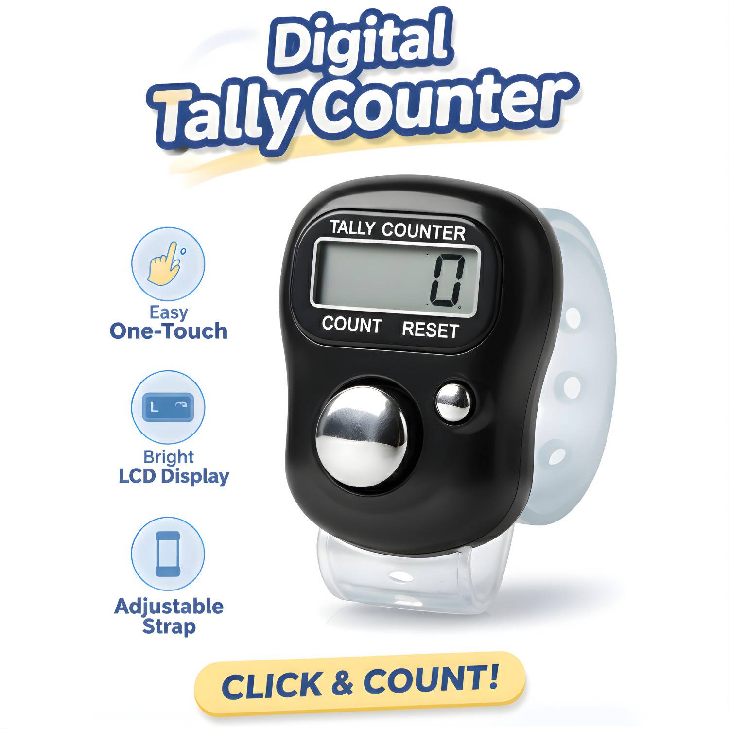ADSTARK Finger Digital Counter Ring for Tasbih Islamic Mantra Jap Name Jaap Count Digital Tally Counter
