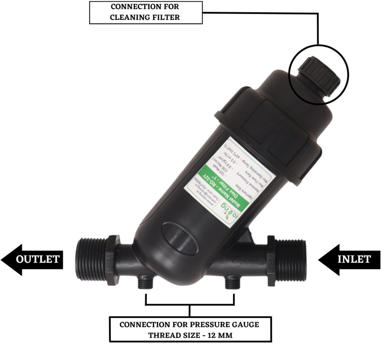 Image of Raizing 1 INCH SCREEN FILTER WITH EXTRA SCREEN ELEMENT| 120 MESH OR 130 MICRON Tap Mount Water Filter