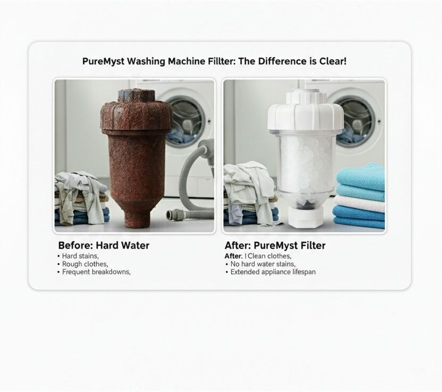 Image of PureMyst Inch Anti-Scale Hard Water Filter for Washing Machines with Polyphosphate Ball Tap Mount Water Filter