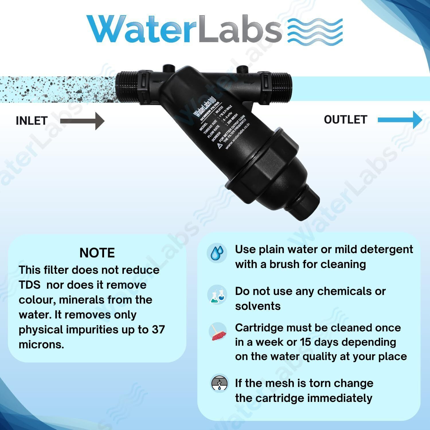 Image of WaterLabs WL0920 |37 Micron Double Mesh ( 3 /4 inch | 20MM) Tap Mount Water Filter