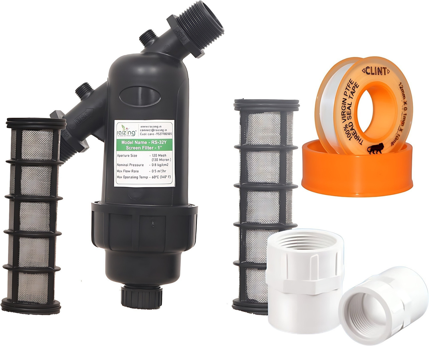 Image of Raizing 1 INCH SCREEN FILTER WITH EXTRA SCREEN ELEMENT| 120 MESH OR 130 MICRON Tap Mount Water Filter