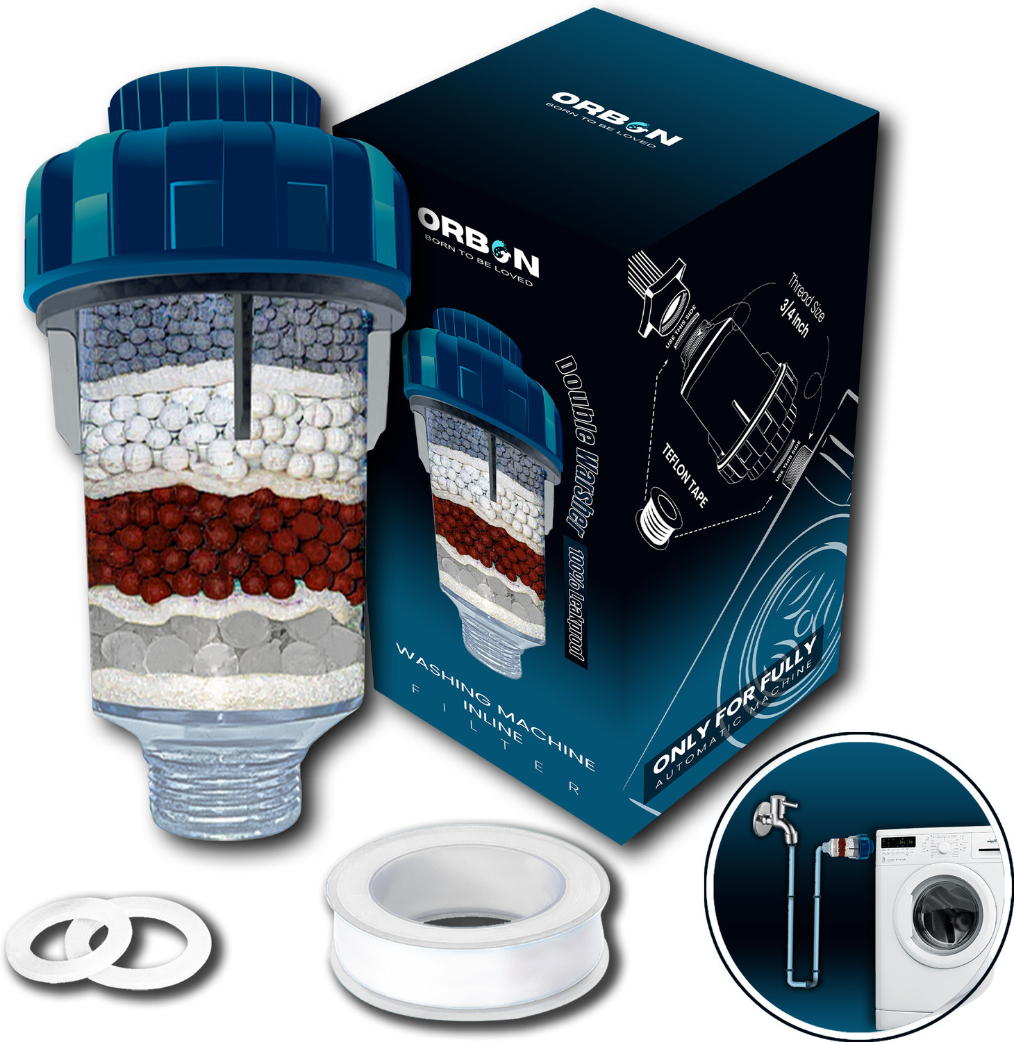 Image of Orbon Washing Machine Hard water Filter & Softener for Washing Machine Tap Mount Water Filter