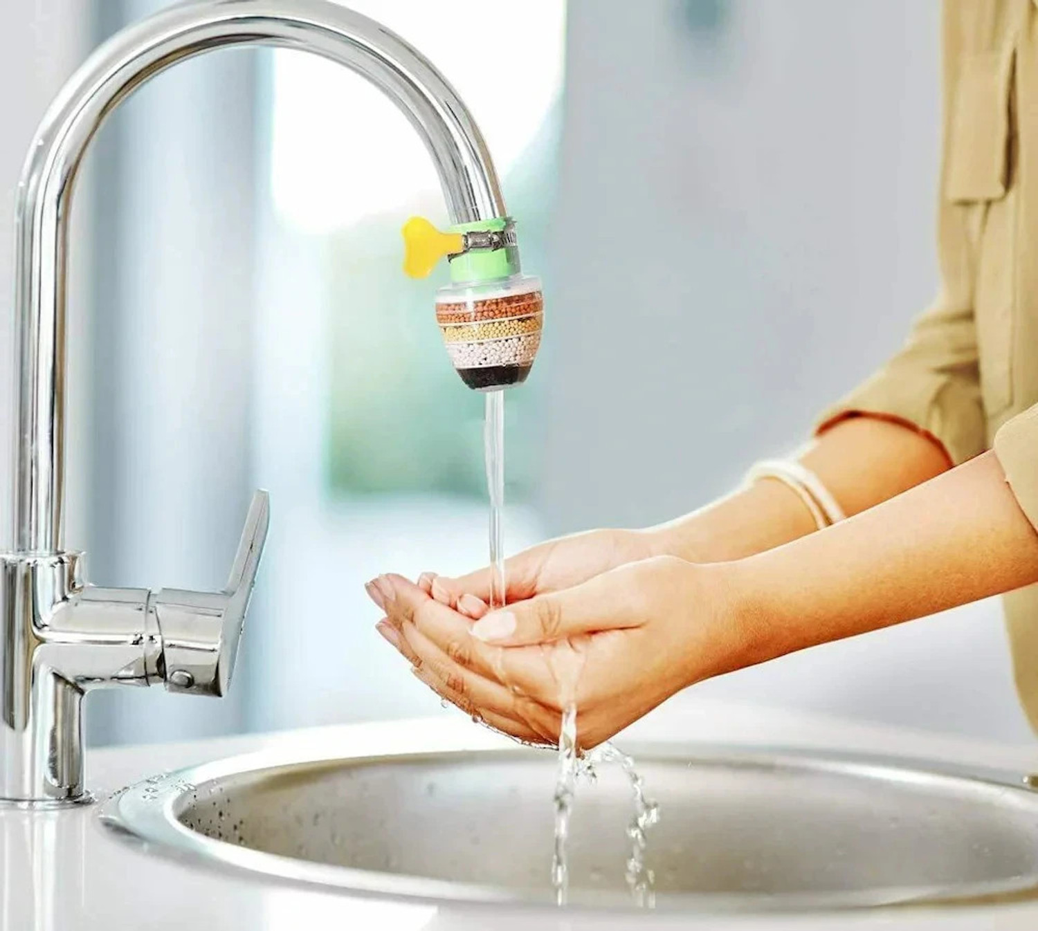 Image of Flaner Activated Carbon Faucet Water Filters Purifier Tap Home Kitchen (2 PCS) Tap Mount Water Filter