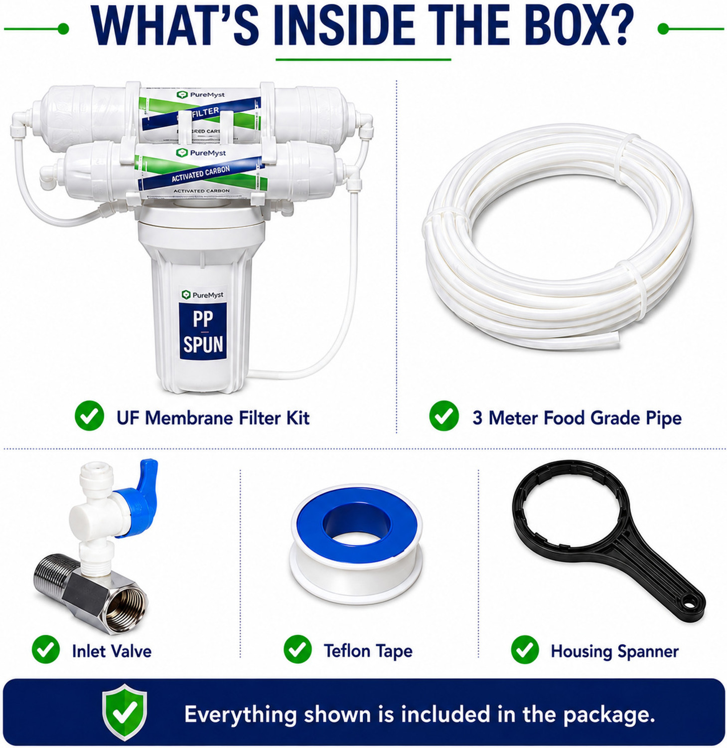 Image of PureMyst Non Electric Gravity UF Membrane Filter Kit For Drinking in Home Water Purifier Tap Mount Water Filter