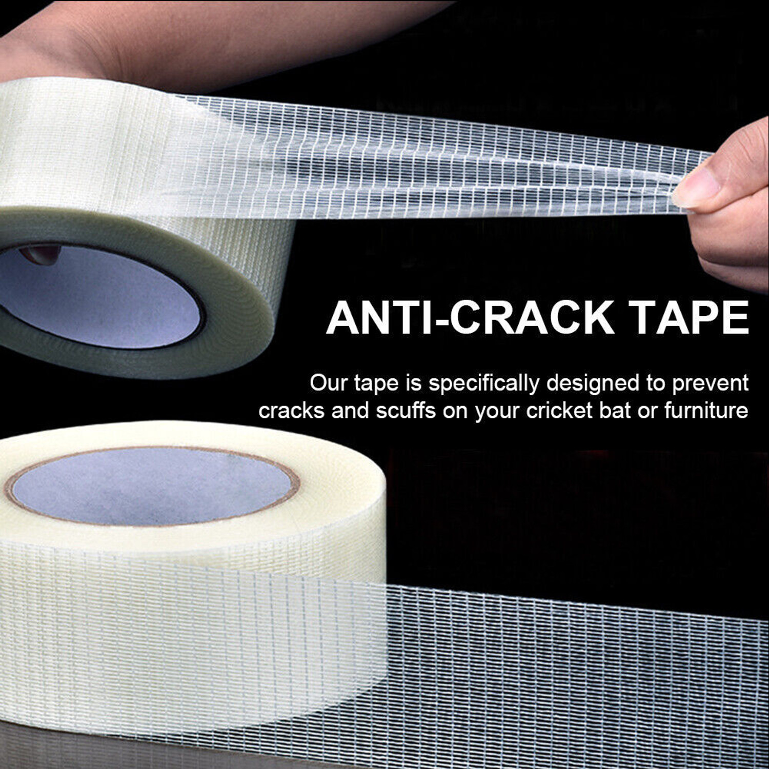 Image of VICTORY Fiberglass Safety Anti Crack Water Proof Cricket Bat Face Fiber Tape Roll Protection Tape