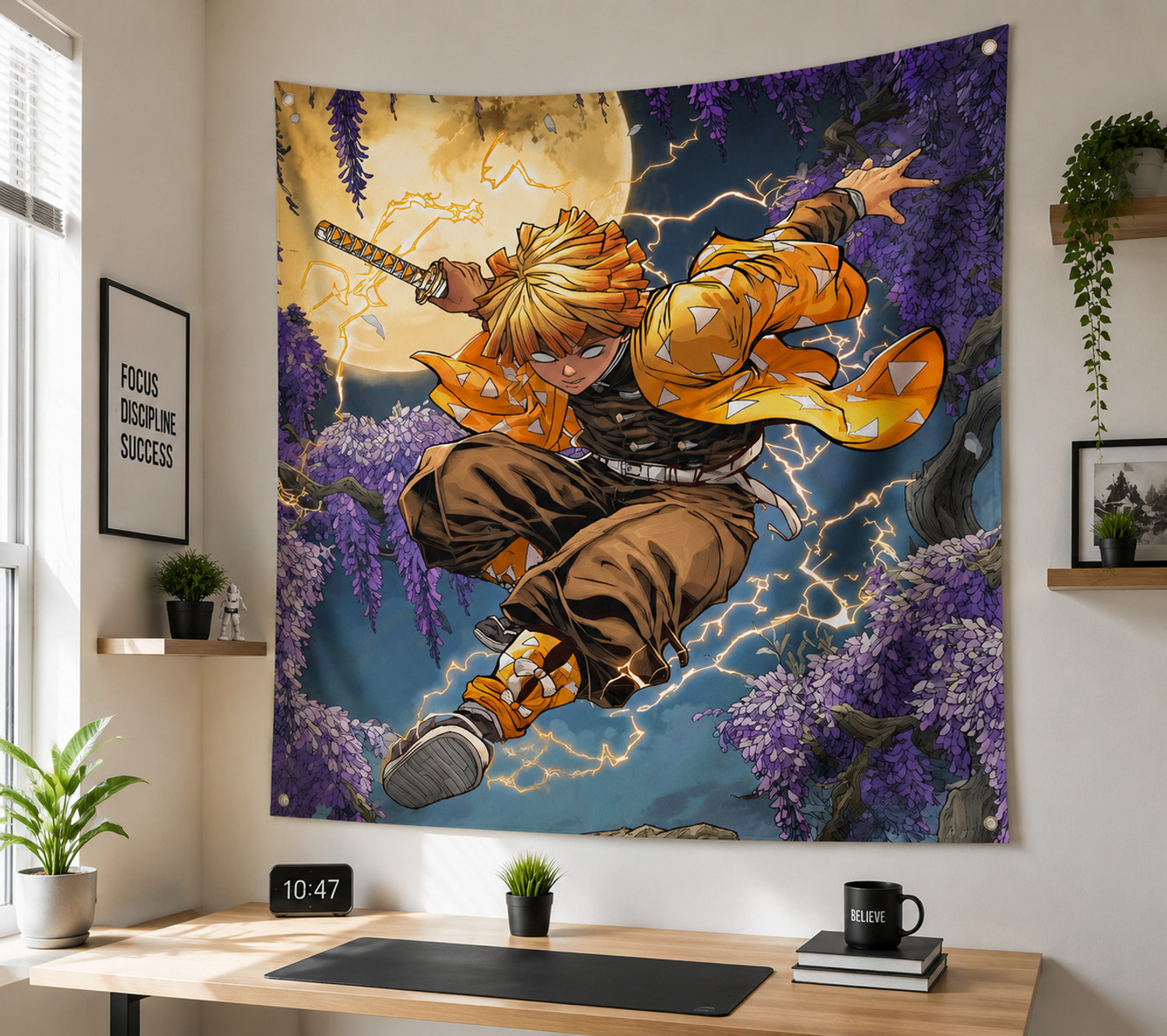 Image of ZORO Zenitsu Thunder Tapestry 5x5 Anime Tapestry