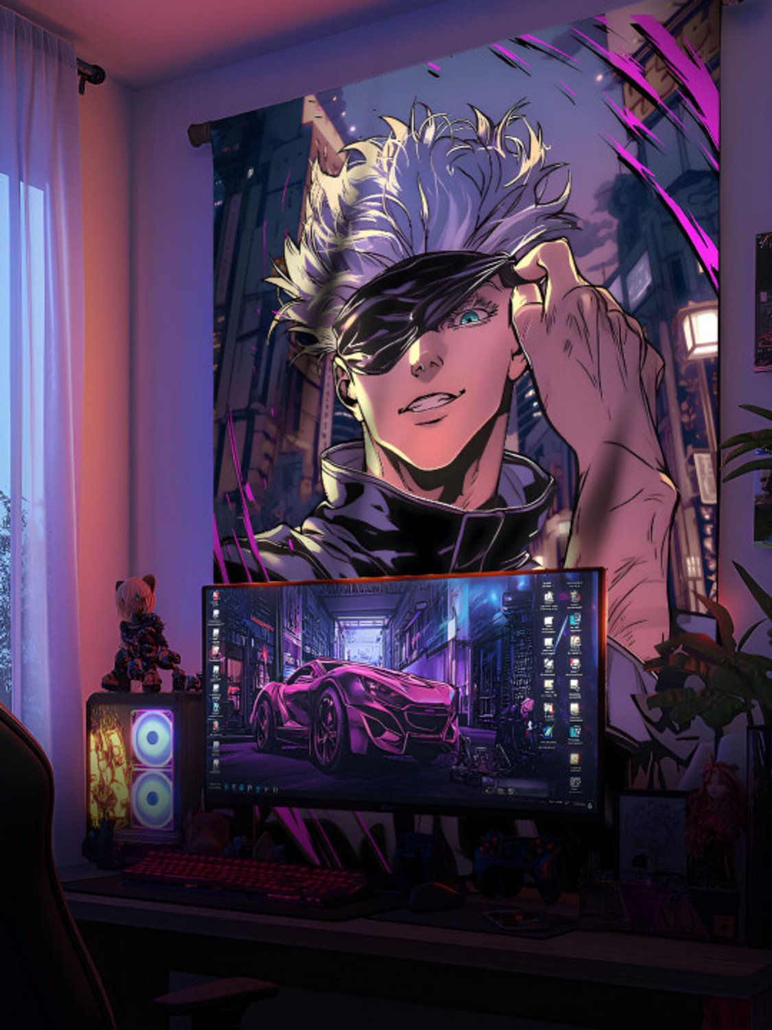 Image of Sukoi Urban Anime Hero Tapestry Anime Character Wall Hanging Tapestry 5x7 Feet Tapestry