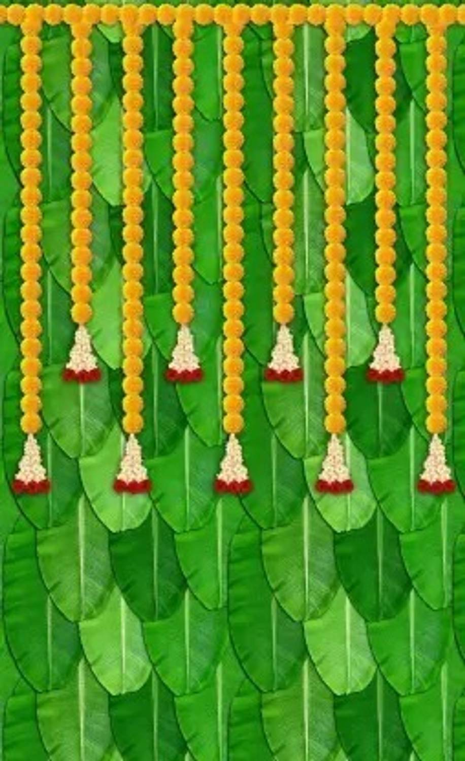 Blimp Banana Leaf with Multicoolour Flower for Pooja Wall Decoration Wall decoration Tapestry