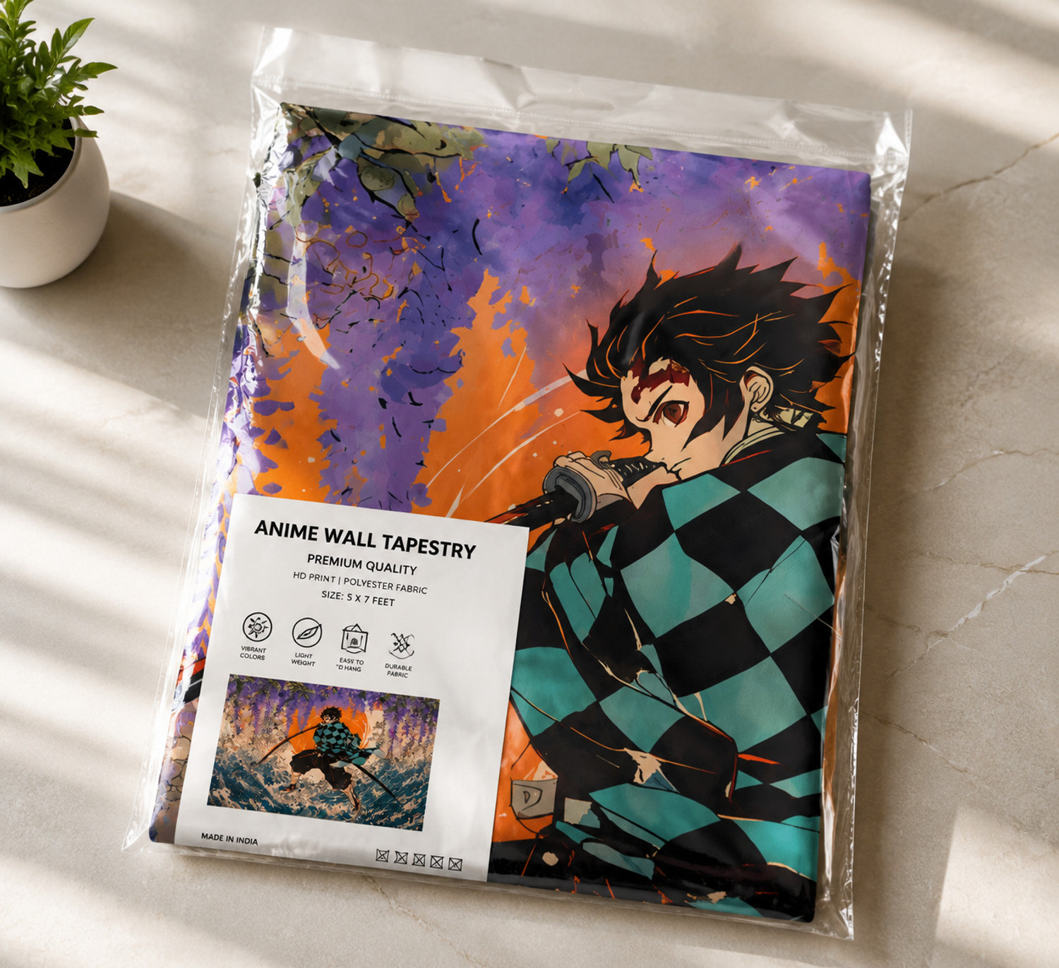 Image of ZORO Anime Warrior HD Printed Wall Tapestry - 5x7 Feet Anime - Demon Slayer Tapestry