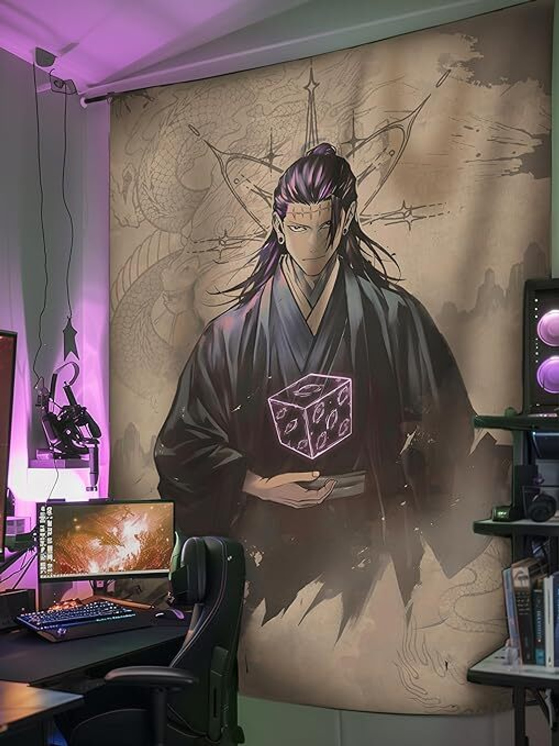 Image of ZORO Suguru Geto Anime Wall Tapestry(5*7) for Bedroom, Living Room & Gaming Room ANIME TAPSTRY Tapestry (Multicolor)