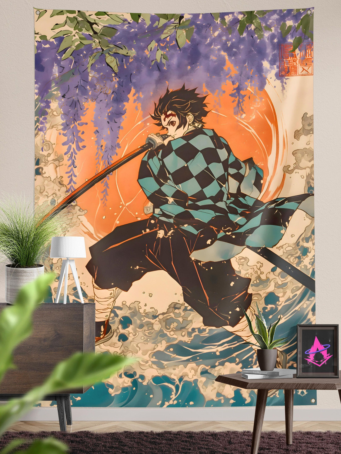 Image of ComicSense Demon Slayer Anime Nichirin Warrior Printed Tapestry for Home Decor Bedroom Living Room - 83 X 53 Inches Tapestry