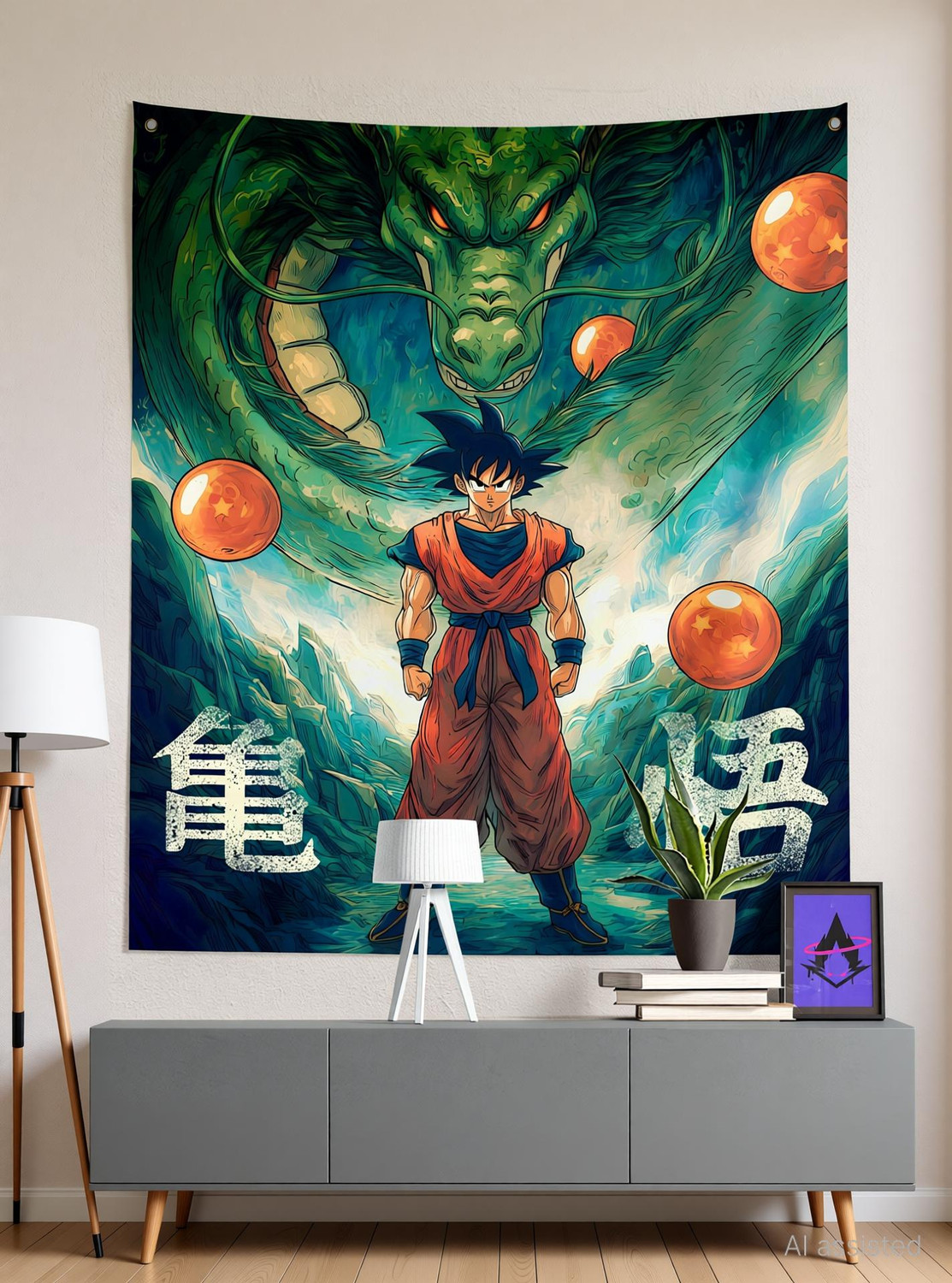 Image of ComicSense Dragon Ball Z Anime Warrior Printed Anime Tapestry Anime Theme Backdrop for Wall Hanging Home Decor Bedroom - 56 X 46 Inches Tapestry