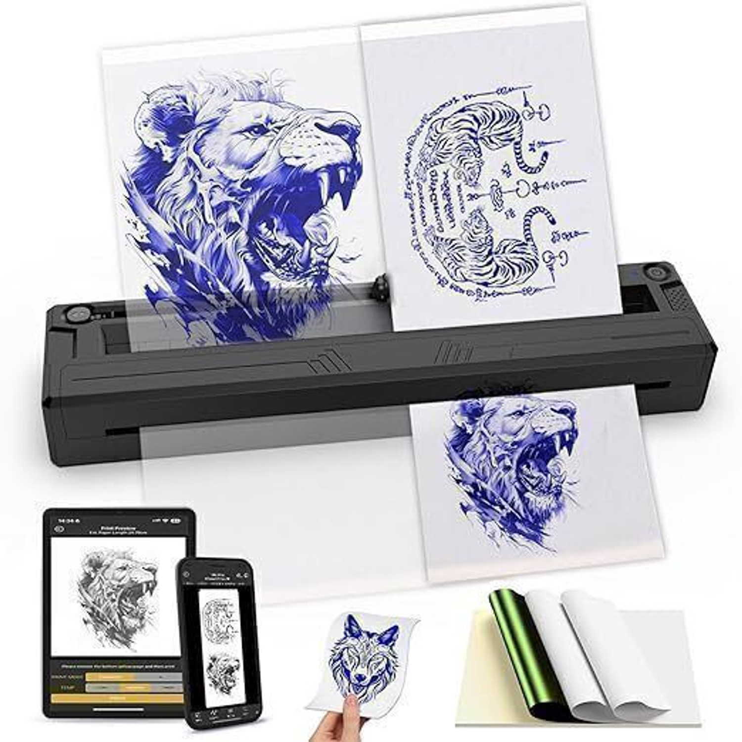 Image of Tattoo gizmo M8 Wireless Tattoo Stencil Printer, Portable Bluetooth Thermal Tattoo A4 Printer Temporary Tattoo Kit