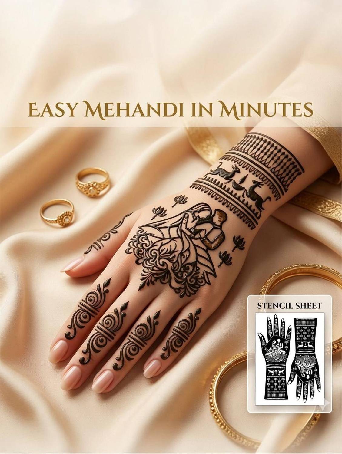 Arkya Unique Mehndi Stencil For Female hands, Mehndi Designs