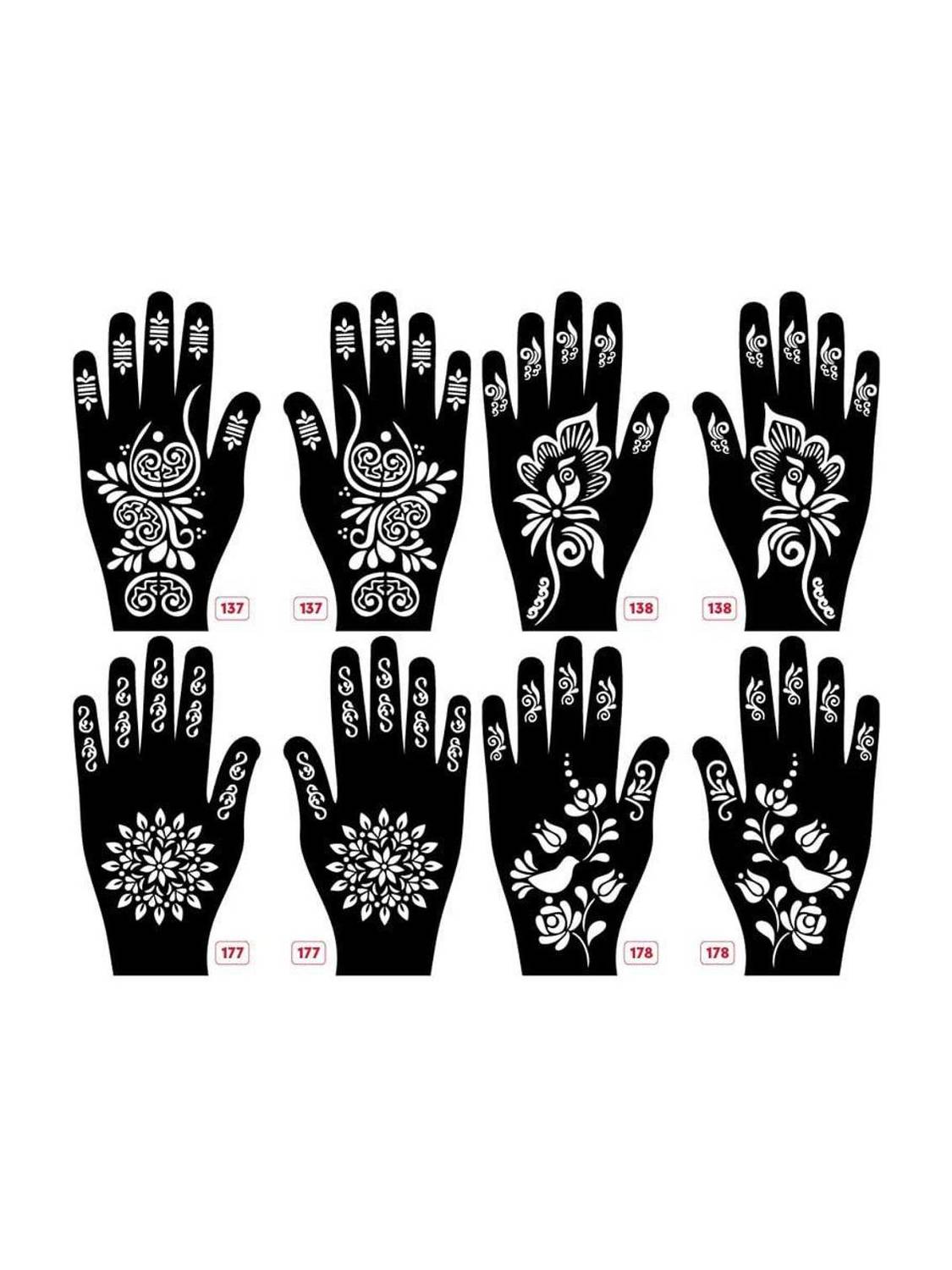 IVANA'S Pack of 8 Mehandi Tatto Stencils Set for Women, Girls & Kids