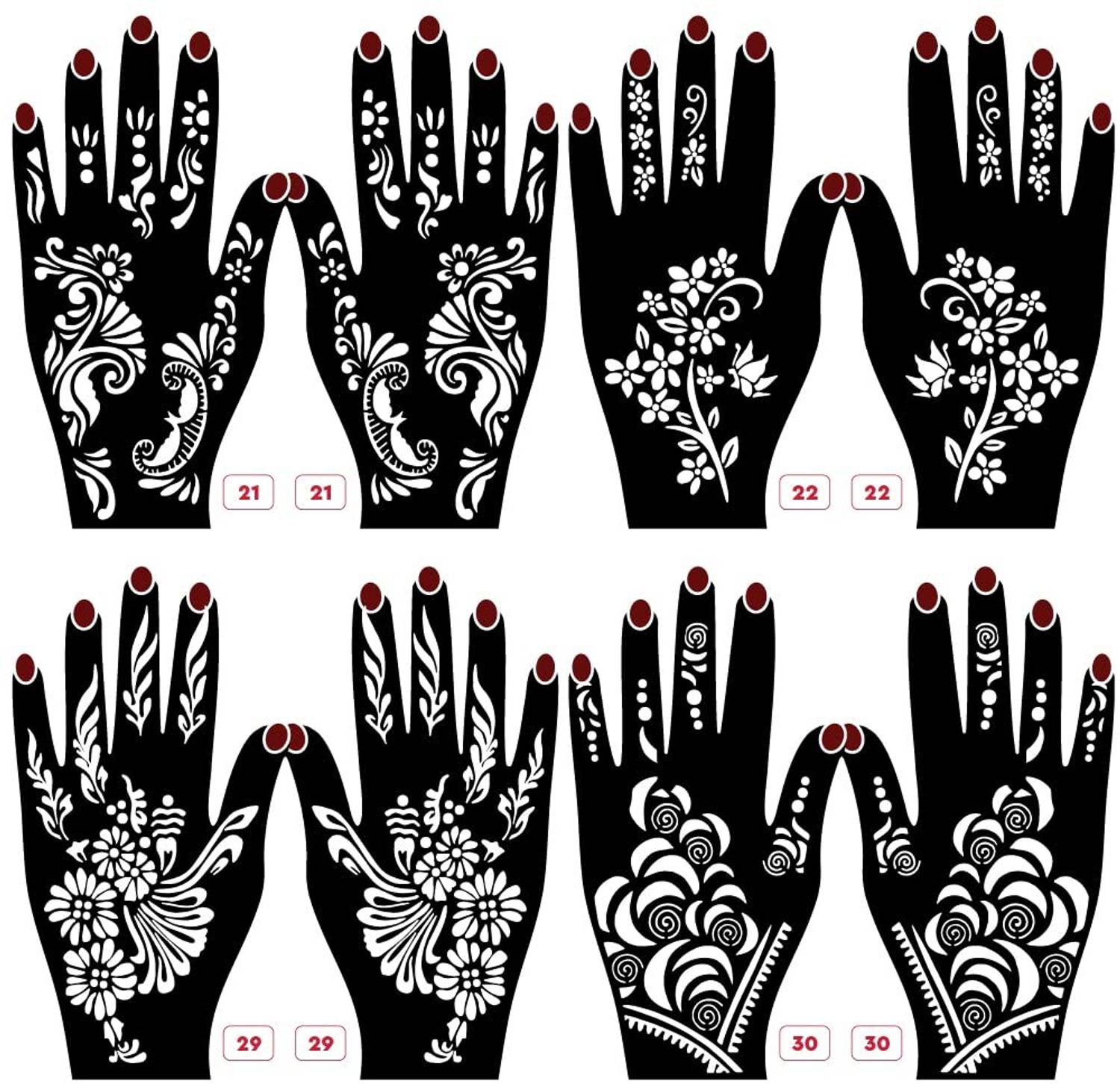 IVANA'S Pack of 8 Mehandi Tatto Stencils Set for Women, Girls & Kids