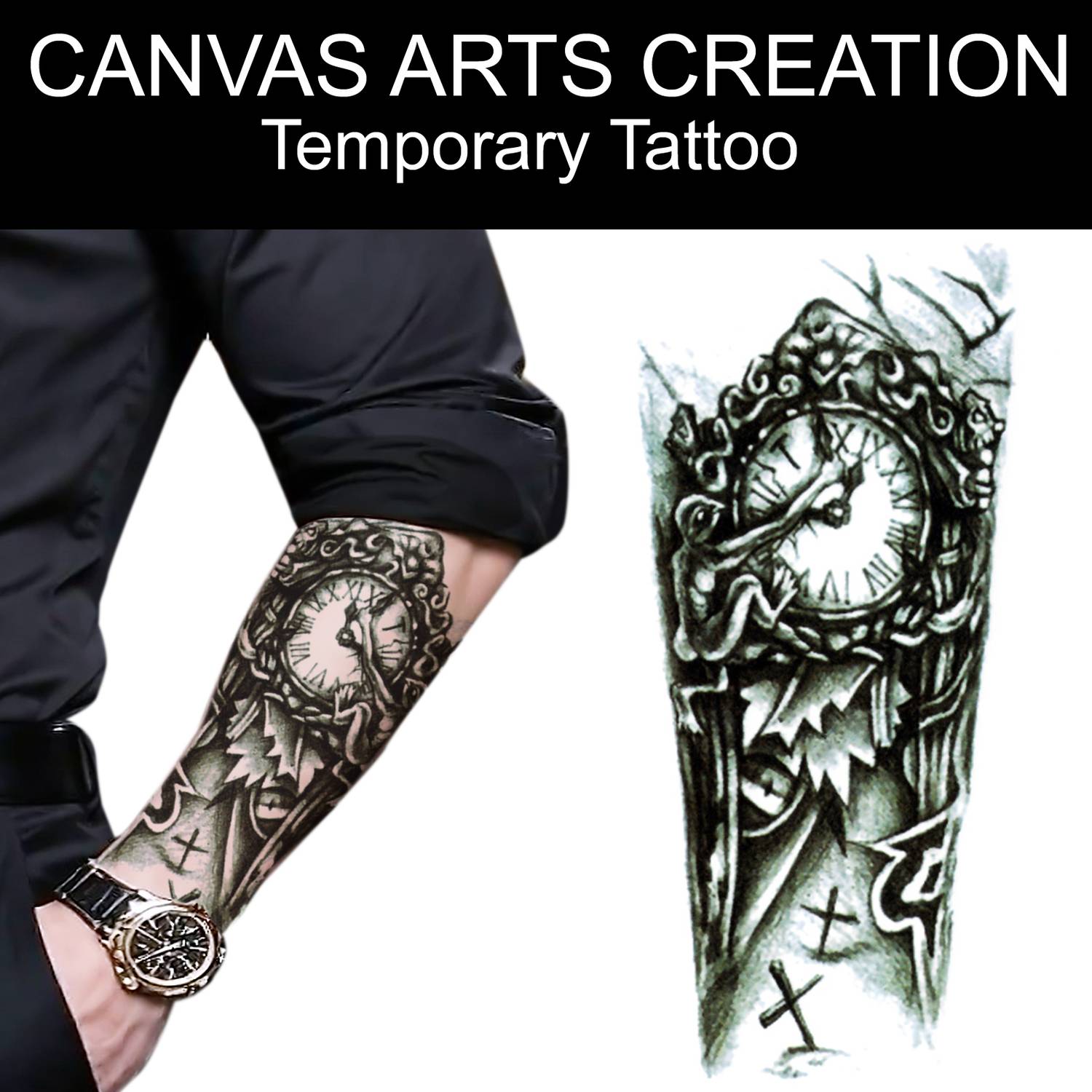 CANVAS ARTS CREATION Temporary Tattoo Realistic Look Stickers Design Men Women Boys Girls Waterproof