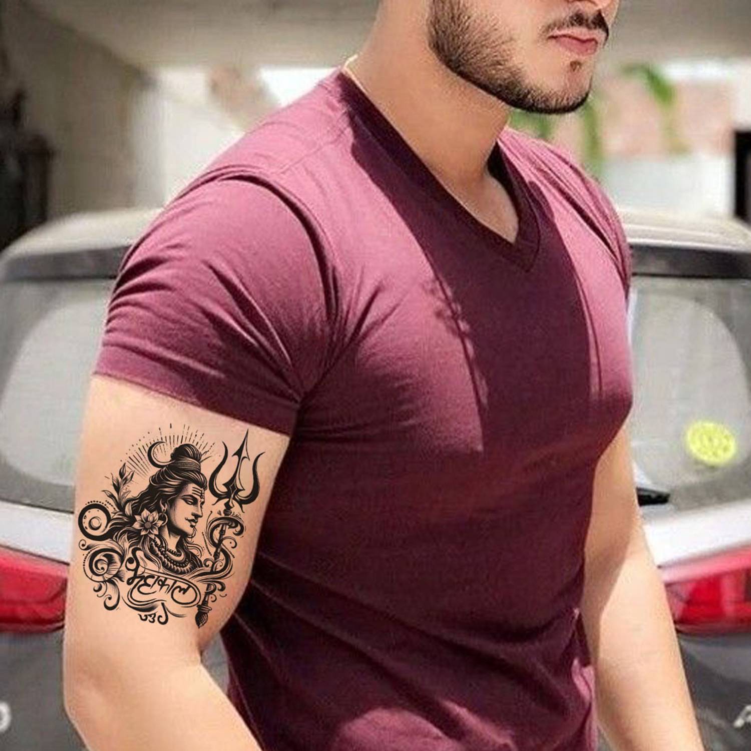 Buzzhub Mahadev Black 2 Styles Temporary Tattoo For Waterproof Tattoo For Boys And Girls