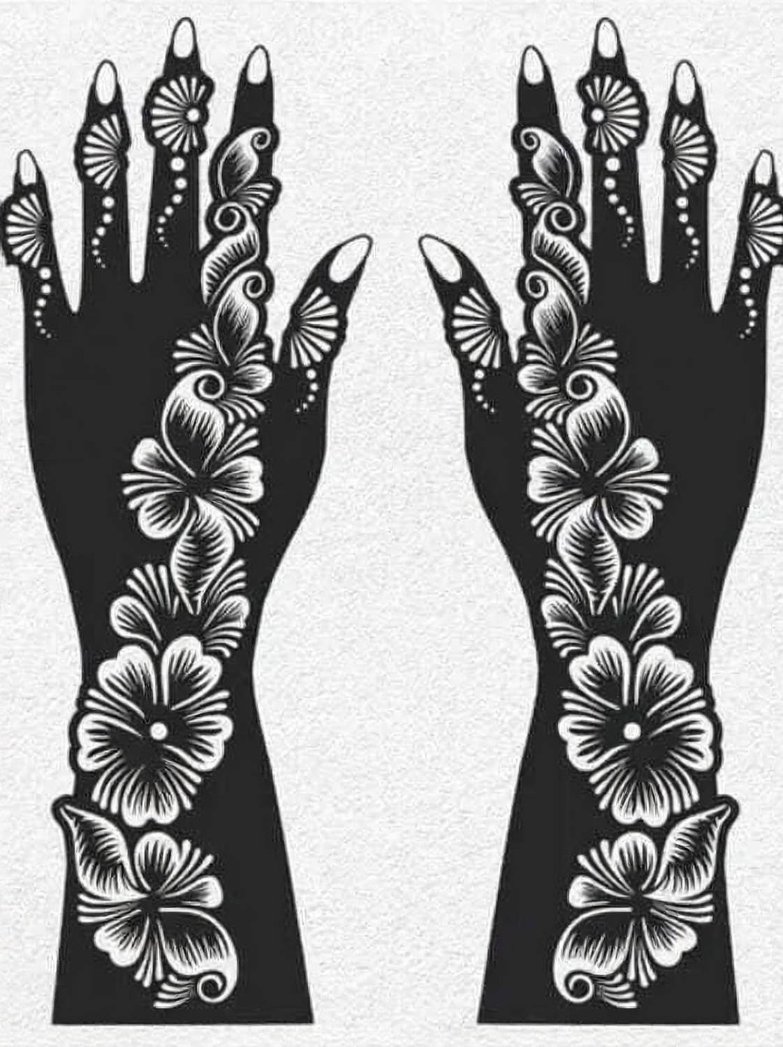 CHIC COPER Peacock Floral Hand Henna Stencil Set