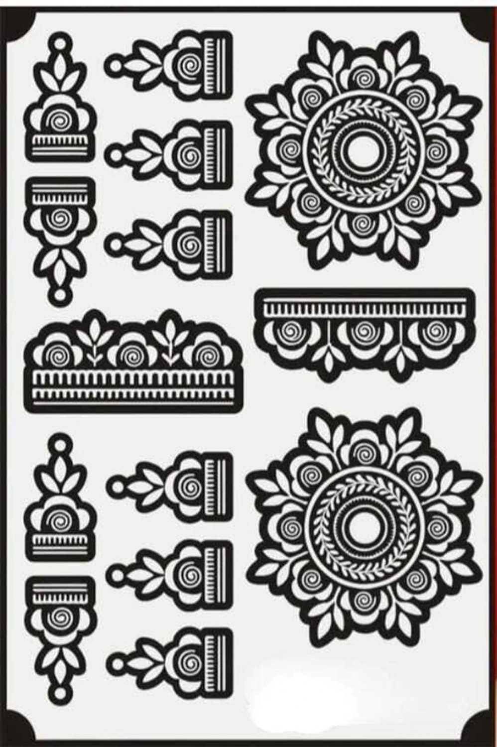 Image of widexbeast Unique Mehndi Stencil Design Full Hand Set Premium Traditional mehendi Stencil