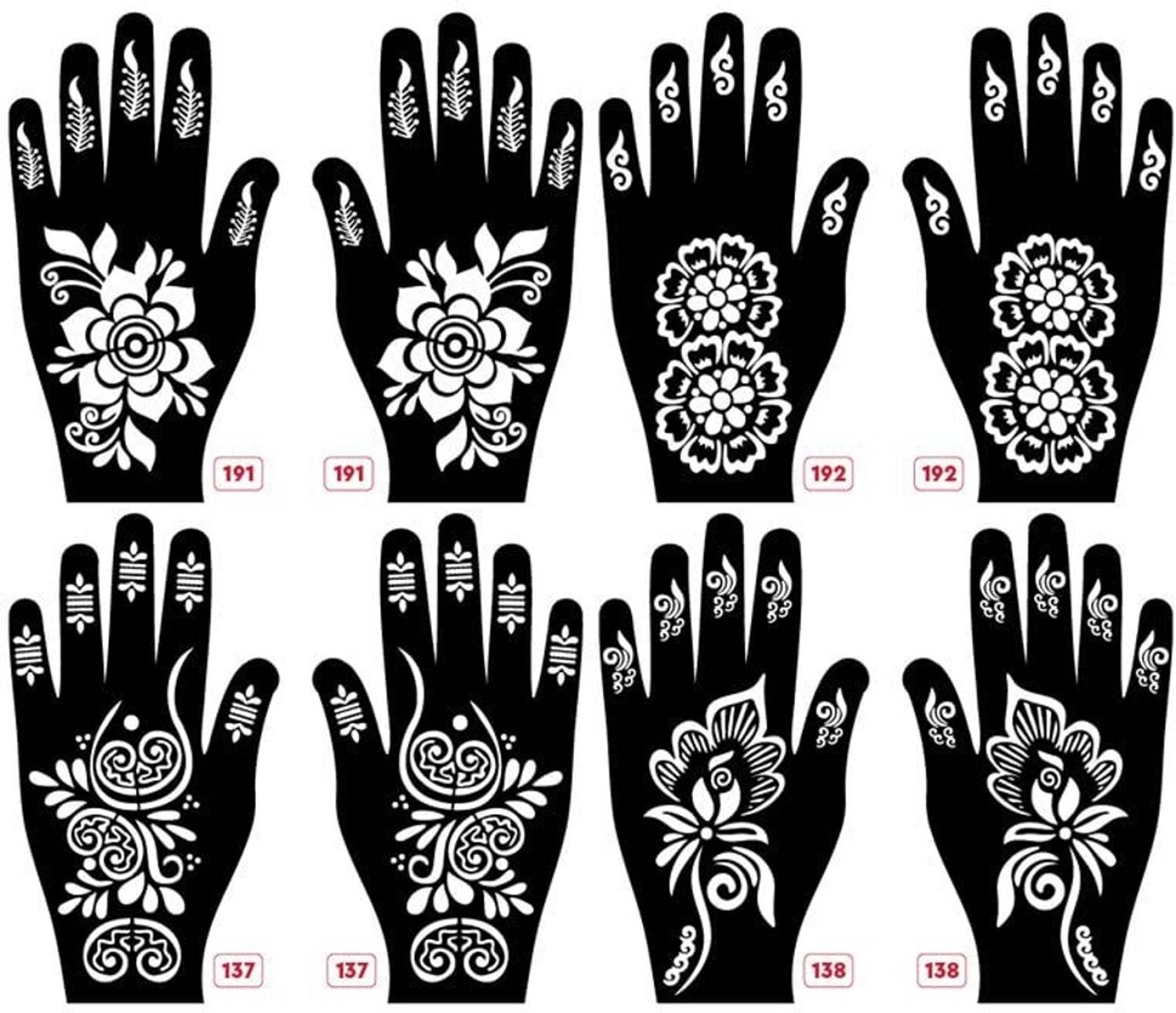 IVANA'S Pack of 8 Mehandi Tatto Stencils Set for Women, Girls & Kids